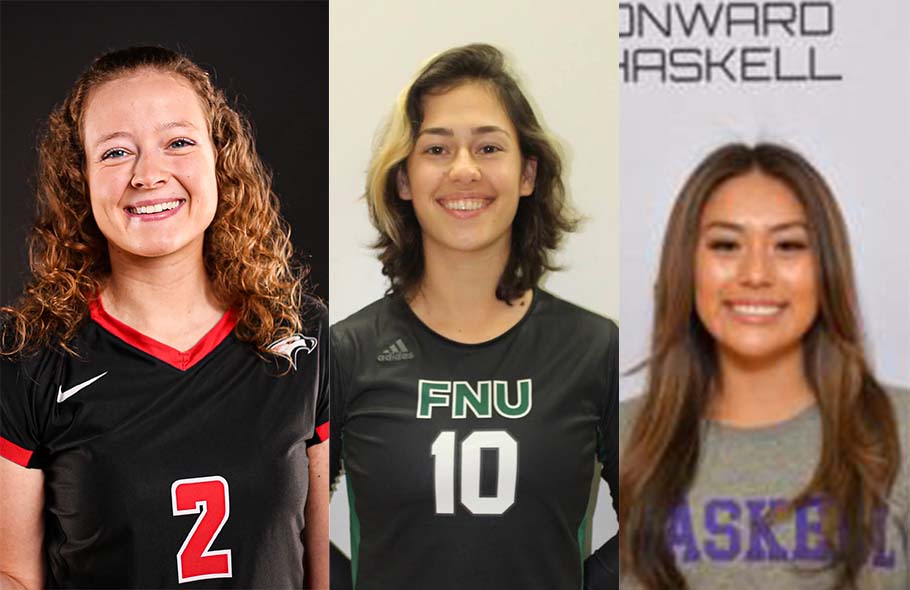 Congrats to <a href="/FC_Athletics_/">Florida College Athletics</a> Emma Noskey, <a href="/FNUAthletics/">FNU Athletics</a> Maria Liva &amp; <a href="/HaskellOnward/">Onward Haskell Athletics</a> Nakooma Pelt on earning the first CAC Volleyball Player of the Week awards for the 2022 season!

📰 - cutt.ly/3X4zrnd