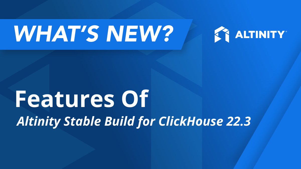AltinityDB's tweet image. A quick reminder: The latest Altinity #StableBuild for #ClickHouse includes new features like #User defined functions &amp;amp; Asynchronous #inserts. 

Read the latest post for the complete summary! hubs.la/Q01jBwxK0