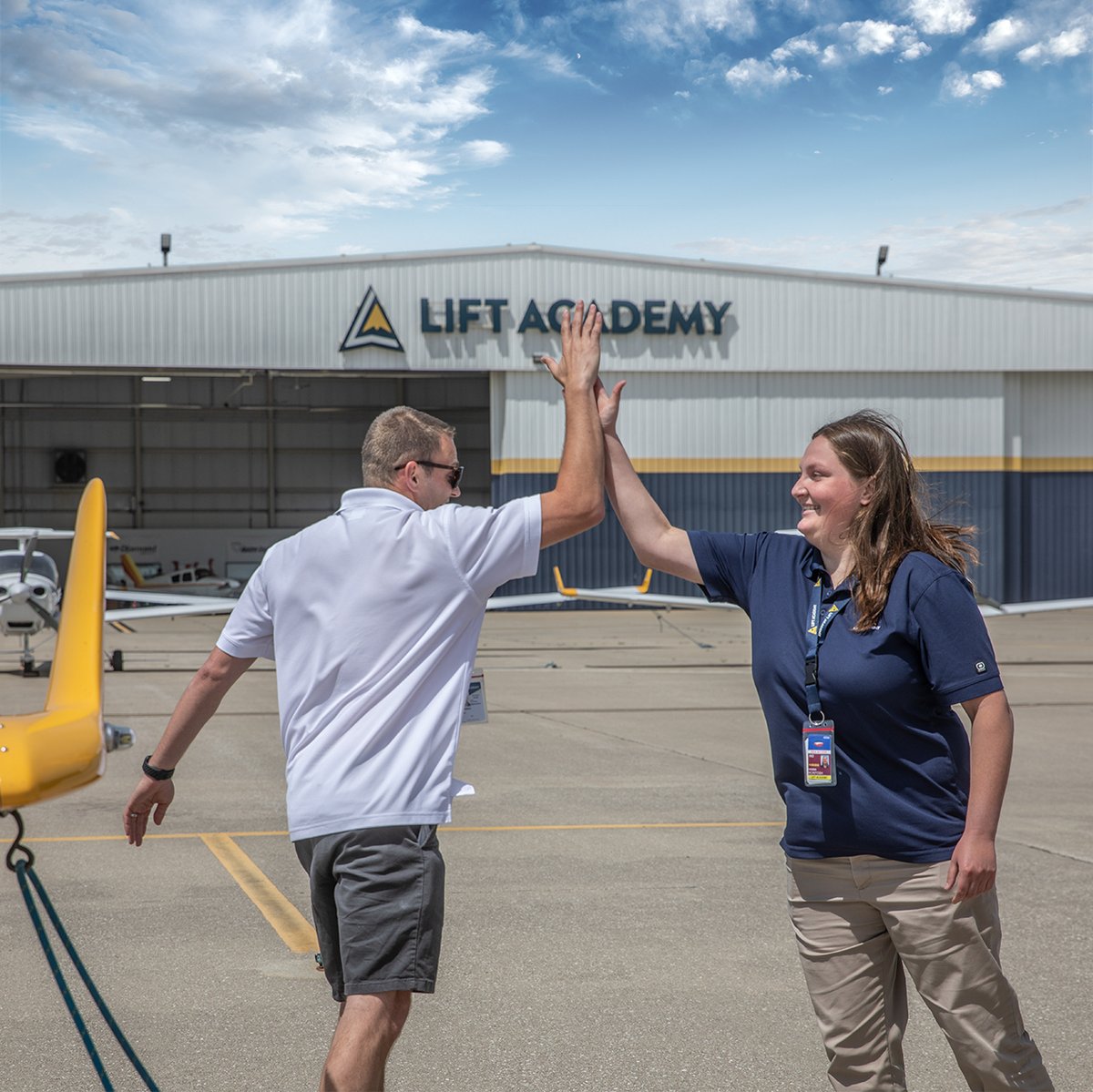 FlyWithLIFT's tweet photo. Another #MilestoneMonday cleared for take-off! Hanna McIntosh recently earned her Private Pilot License and celebrated her successful check ride with her CFI Brandon Frizzo. Great job, Hanna ✈️! Join Hanna in pursuing your dream at LIFT at https://t.co/H6Np9vbVfg #flywithlift https://t.co/b8RvKBpcMg