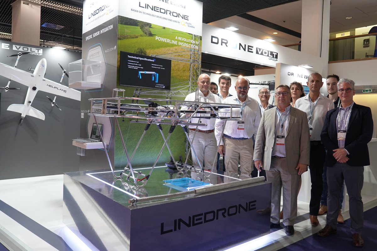 drone_volt's tweet photo. Meet us and our partners @hydroquebec and #Nucleom at the @CIGREWorld to discover our drone solutions.
We take the opportunity to unveil our latest innovation : the 𝗟𝗶𝗻𝗲𝗗𝗿𝗼𝗻𝗲, an industrial drone, designed to
land on and inspect energized transmission lines.

#linedrone https://t.co/U3L9zI0mJC