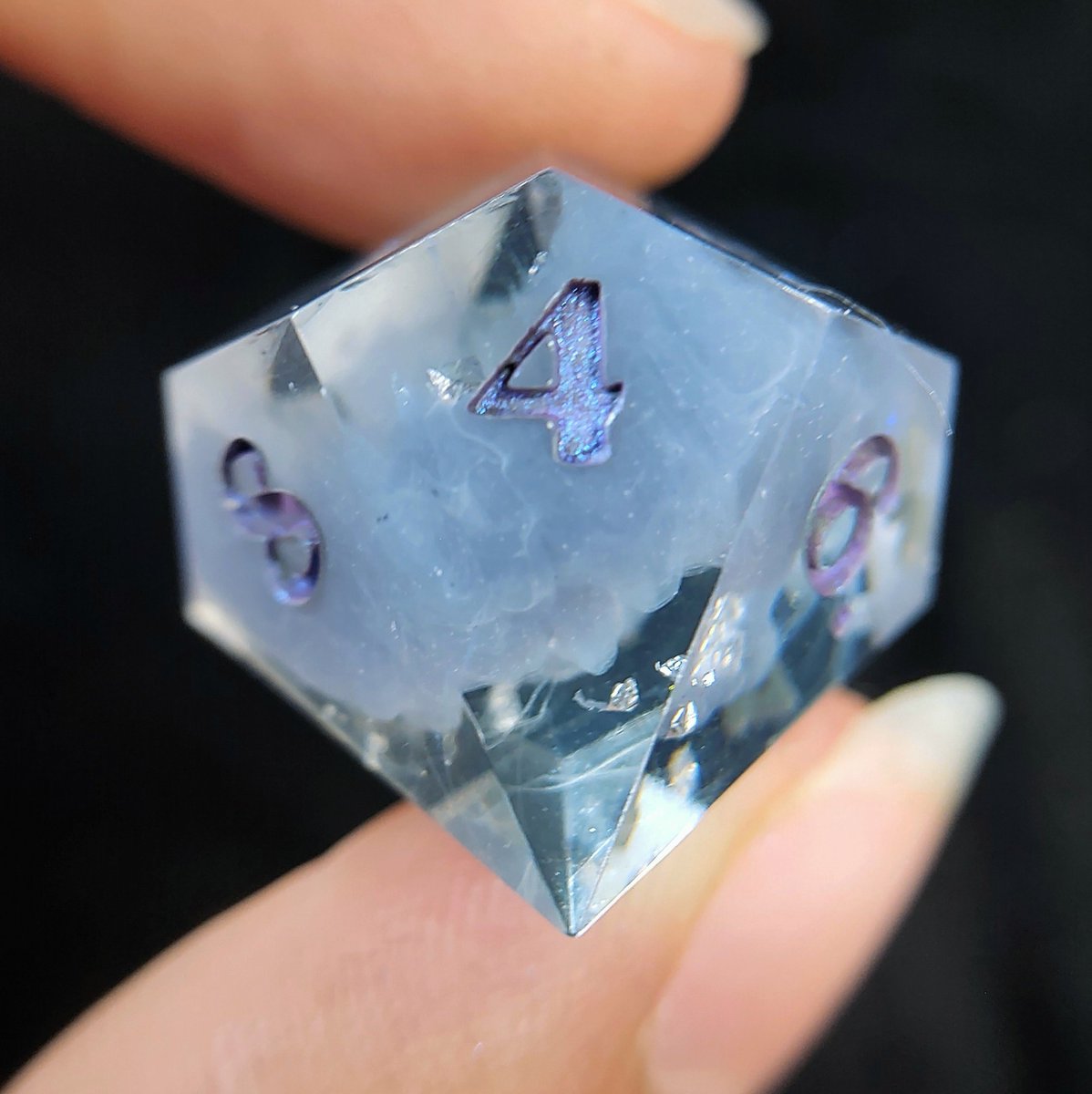 242_dice's tweet photo. IKOSA'S IRE - Storm clouds with hints of violet lightning warn of the Wrath of Ikosa in this handmade dice set. 🌩️
This subtle variant of Ikosa's Wrath is currently up for grabs in my shop! 👀 Check my IG for a video!
#242dice #handmadedice #dnddice #lightningdice #diceset #d20 https://t.co/gfpzsJCzJT