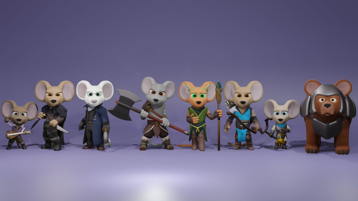 asininedave's tweet photo. My second group of #dnd Adventure Mice are of course mouse versions of Vox Machina from @CriticalRole. I'm coming up on 6 years since I first discovered CR, which kind of blows my mind, but I based their designs on the animated show because the style fits the mice so well. https://t.co/9uaeqP5jkO