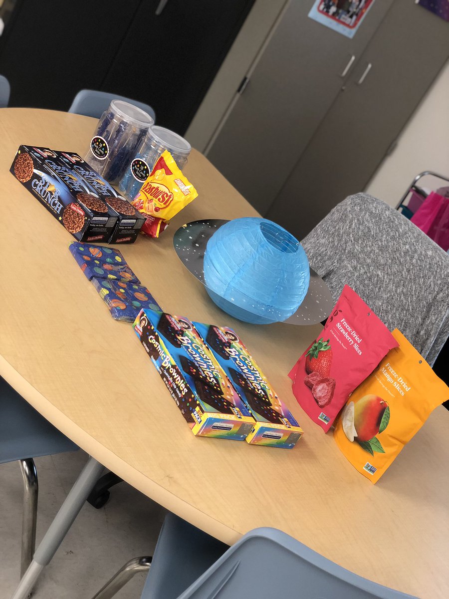 MissJohnsonUCF's tweet photo. The launch may be scrubbed, but it started a great conversation on matter already! Today, the kids will have to use volume and mass to build their own crew module before running repeated trials. And getting space snack of course! @OCPSnews https://t.co/OKuWsnQdF8