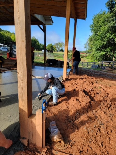 LCCA Trades in Training students pouring concrete at the Agribusiness Center for a cow wash bay.  Many thanks to these students for their contribution. Many future students will benefit from their talent and hard work. #CTAEdelivers #hall_schools #teamwork #studentsuccess