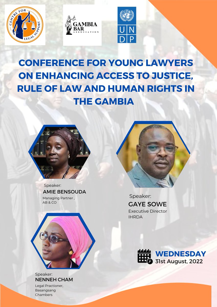 We are privileged and honoured to present some of our eminent speakers. These speakers are among the most distinguished personalities in the legal profession. <a href="/BarGambia/">GambiaBarAssociation</a> <a href="/UNDP_TheGambia/">UNDP The Gambia</a>
