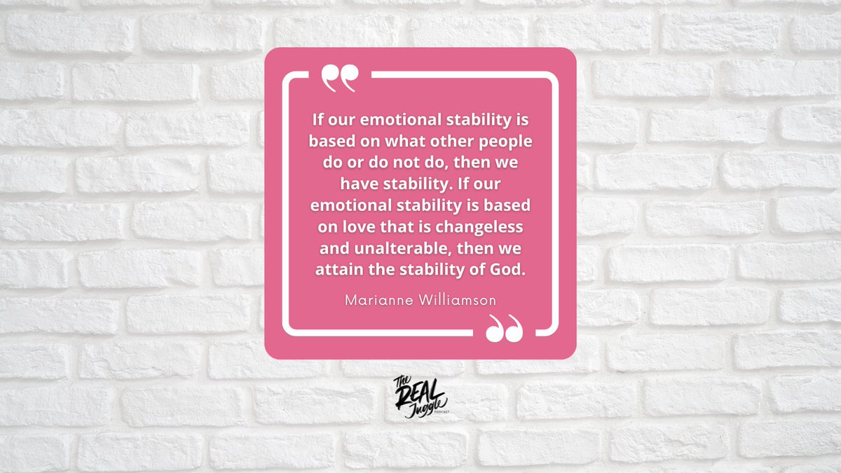 TheRealJuggle's tweet photo. Starting off your week with more #MondayJuggle inspiration &amp; this week #MarianneWilliamson is reminding us of the importance of emotional stability based on changeless love 🕊️

Drop a 🤍 in the comments if this quote resonates with you.

#therealjuggle #inspirationalquotes https://t.co/V9PwoJ4mao