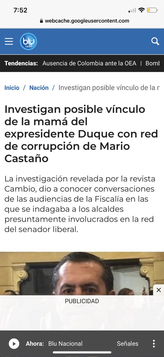 hyperconectado's tweet photo. Blu radio había publicado esta nota. Y la borraron 😢 vía @LeoPupiales pobre su autor ✍🏽 https://t.co/iVtqKE08ae
