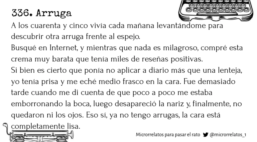 microrrelatos_1's tweet photo. 336. Arruga 📖 #microrrelato
#septiembre #relato #literatura #ficcion #microcuento #leer #lectura #cuento #twitteratura #relatocorto #terror #miedo #relatoterror https://t.co/9eKjyDxR1u