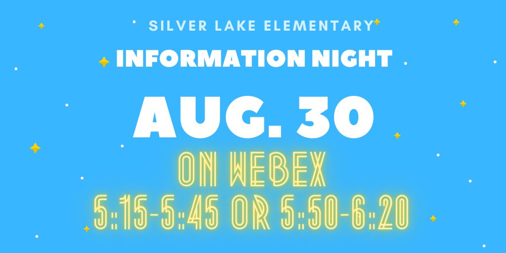 Check your teacher newsletters for information about our SLE Curriculum Night! It will be on Webex again this year! Teachers will share a link with you. They will offer 2 times - 5:15-5:45 and 5:50-6:20.