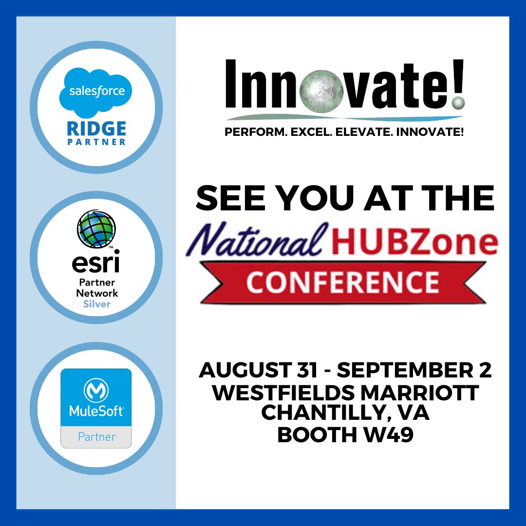 Innovate_Inc's tweet photo. The Innovate crew is looking forward to the #HZConf22 with @hubzonecouncil this week! See you at the matchmaking event, the refreshment hour, or stop by our booth! #govcon #smallbusiness #hubzone #conference #largeprimes #government https://t.co/kNkLzcsdpV