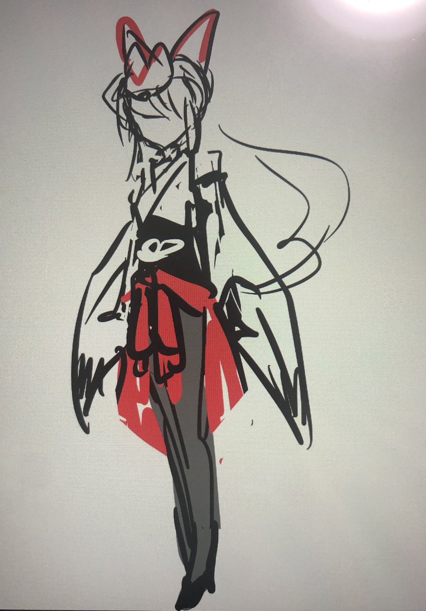 「ギーツ擬人化案②素体忍者案から→タキシード→バニーガール→上着は腰に巻いてみてリ」|玖〆カズーのイラスト