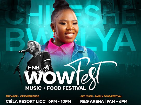 ARTIST REVEAL 📣📣📣📣

Ladies and gentlemen, Inspirational Gospel songstress Chileshe Bwalya will be at this year’s FNB WOWFEST performing alongside Travis Greene.

Hurry!!!!!
