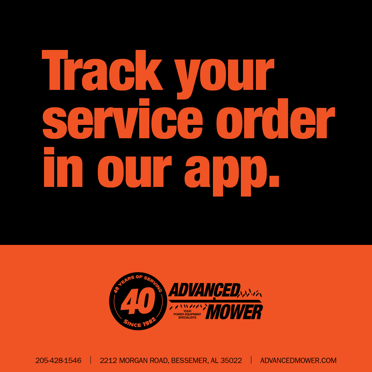 AdvancedMower's tweet photo. 🤔 Wondering the #status of your order? Install the #AdvancedMower app for quick updates and more! 📱 #powerequipment https://t.co/uX3V4bCuZm