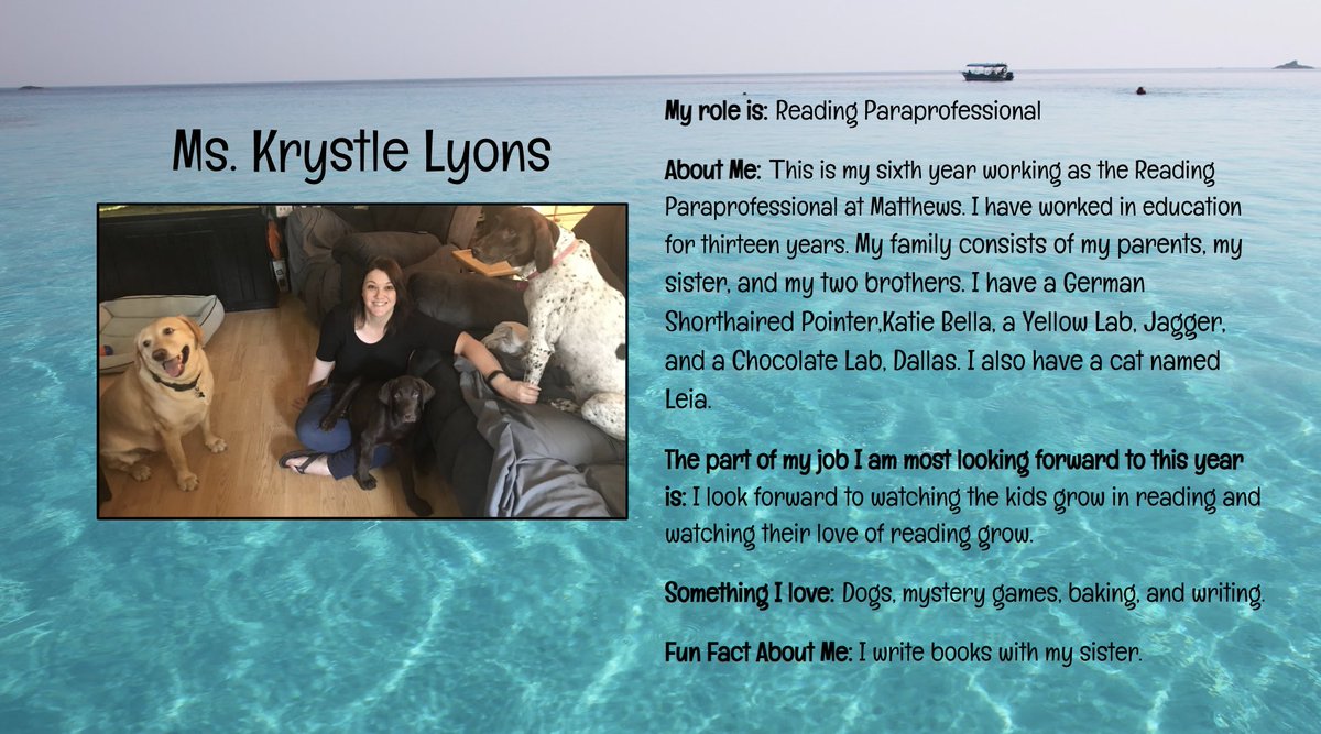 MPeterson311's tweet photo. Feature a staff member: Today's featured staff member is Krystle Lyons! Krystle is a reading paraprofessional at Matthews! @GV_Schools #METeach https://t.co/n13xqPtub2