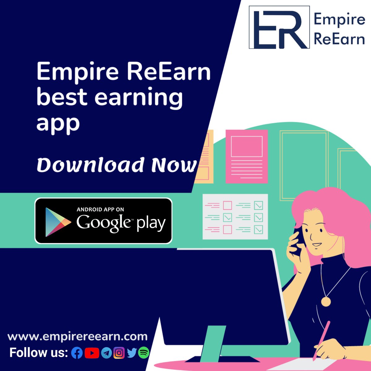 EmpireReEarn's tweet photo. Earn Money through Empire ReEarn app Download Now 👇👇👇👇👇
https://t.co/RqqH6Ippg6
.
#EarnMoneyOnline
#EarningApp
#BestWayToMakeMoney https://t.co/N8CYy2dAiM