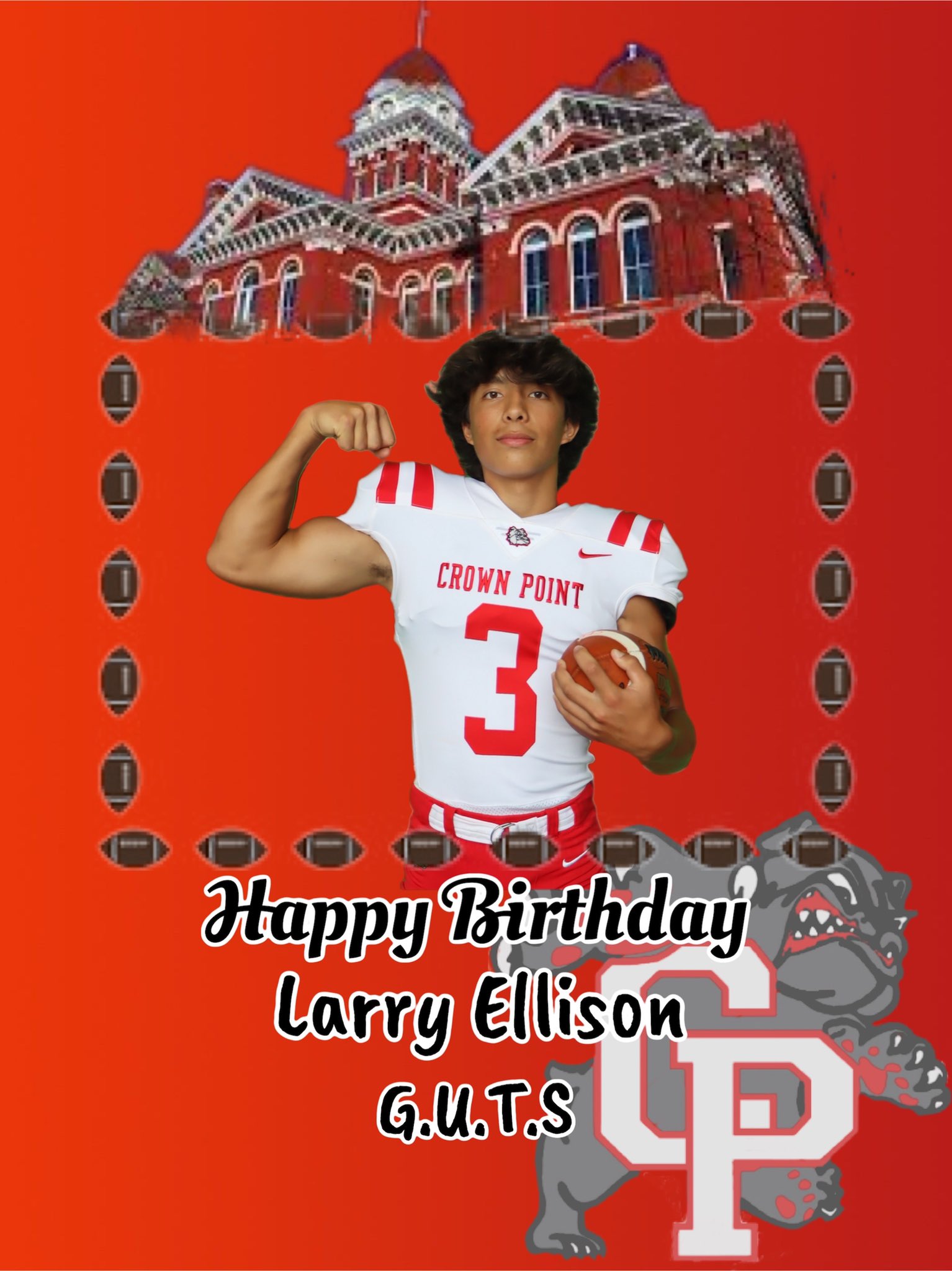 Happy Birthday to Sophomore DB Larry Ellison.  Have a great day Larry!! G. U. T. S. 