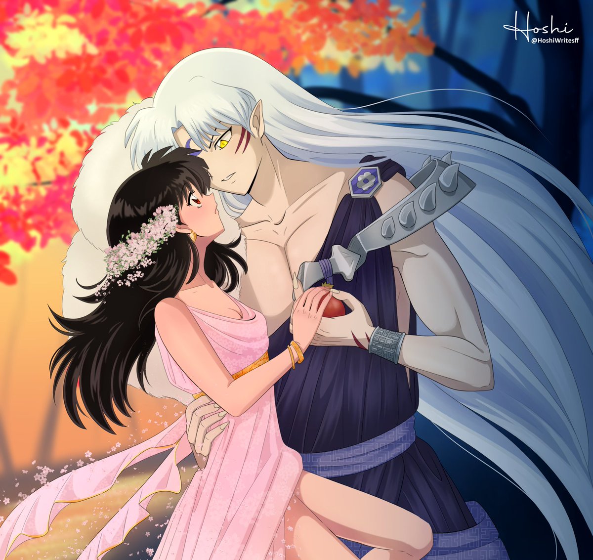 HoshiWritesff's tweet photo. #SessRinWeek  
Day 1: Crossover/Alternate Universe
Hades &amp; Persephone 🌷
#SessRinWeek2022 https://t.co/dD5rO7koZP