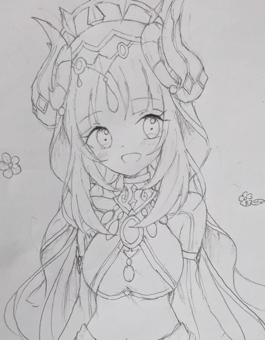 ニィロウちゃん下描き〜!完成はいつになるだろうね… 