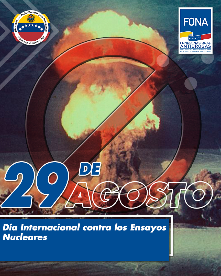 FONA_oficial's tweet photo. #29Ago Día Internacional contra los Ensayos Nucleares, práctica que atenta contra la Paz y la seguridad, los ensayos nucleares traen consecuencias devastadoras para el entorno donde se realizan, tanto inmediatos como retardados.

#PueblosUnidosPorLaPaz #ElFonaSiempreAvante https://t.co/DdbF5HUvaj