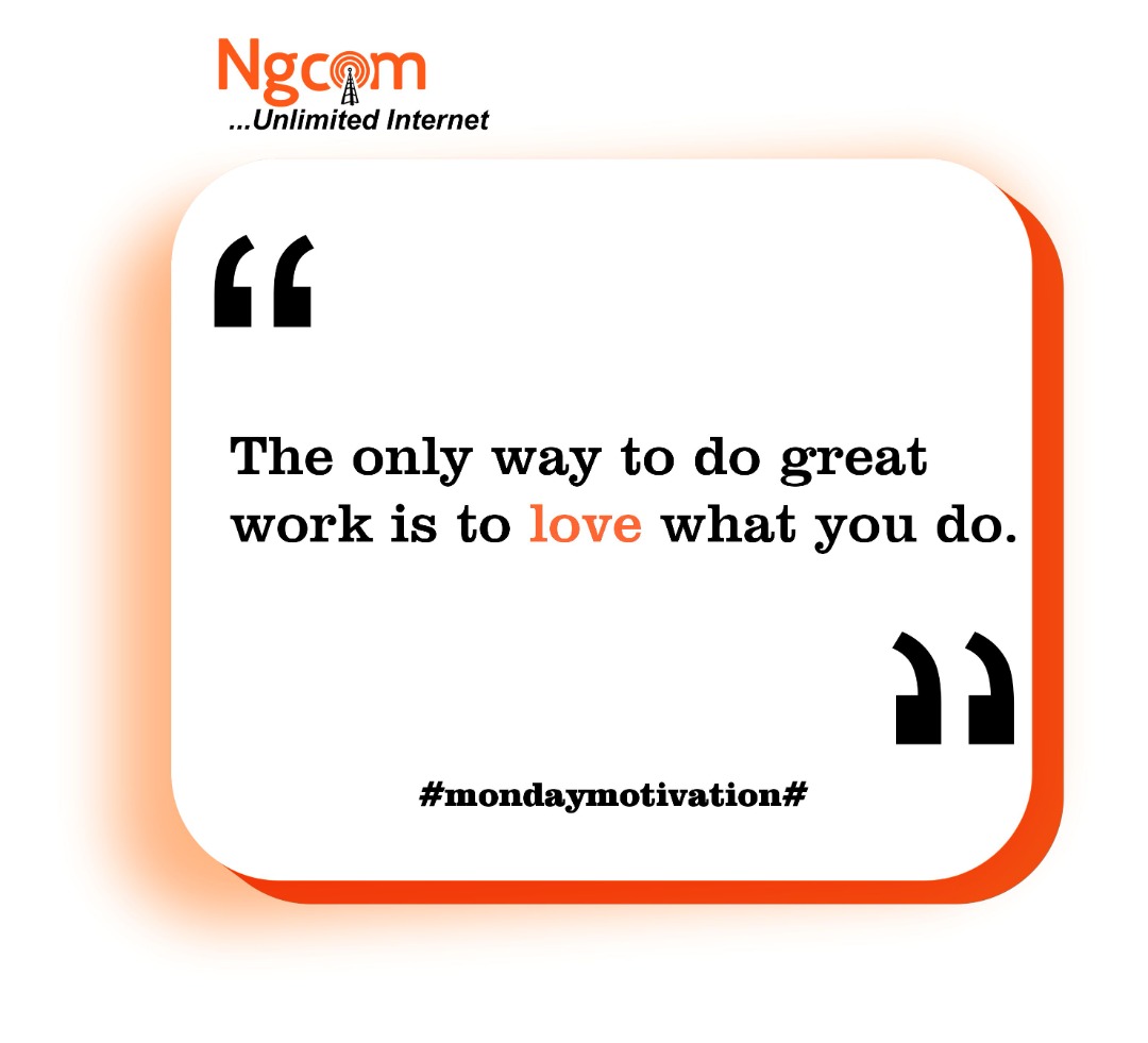 ngcom_net's tweet photo. Always love what you do in other to be productive. Happy new week π―
#ngcom #NGCOMNetworks #newweek #mondaymotivation #mondaymood #motivation #internetserviceprovider #newgoals #goodmorning #happymonday #asuu #lasisi #rccg #newweeknewgoals #newweeknewstart #positivity https://t.co/r4JiSU26M7
