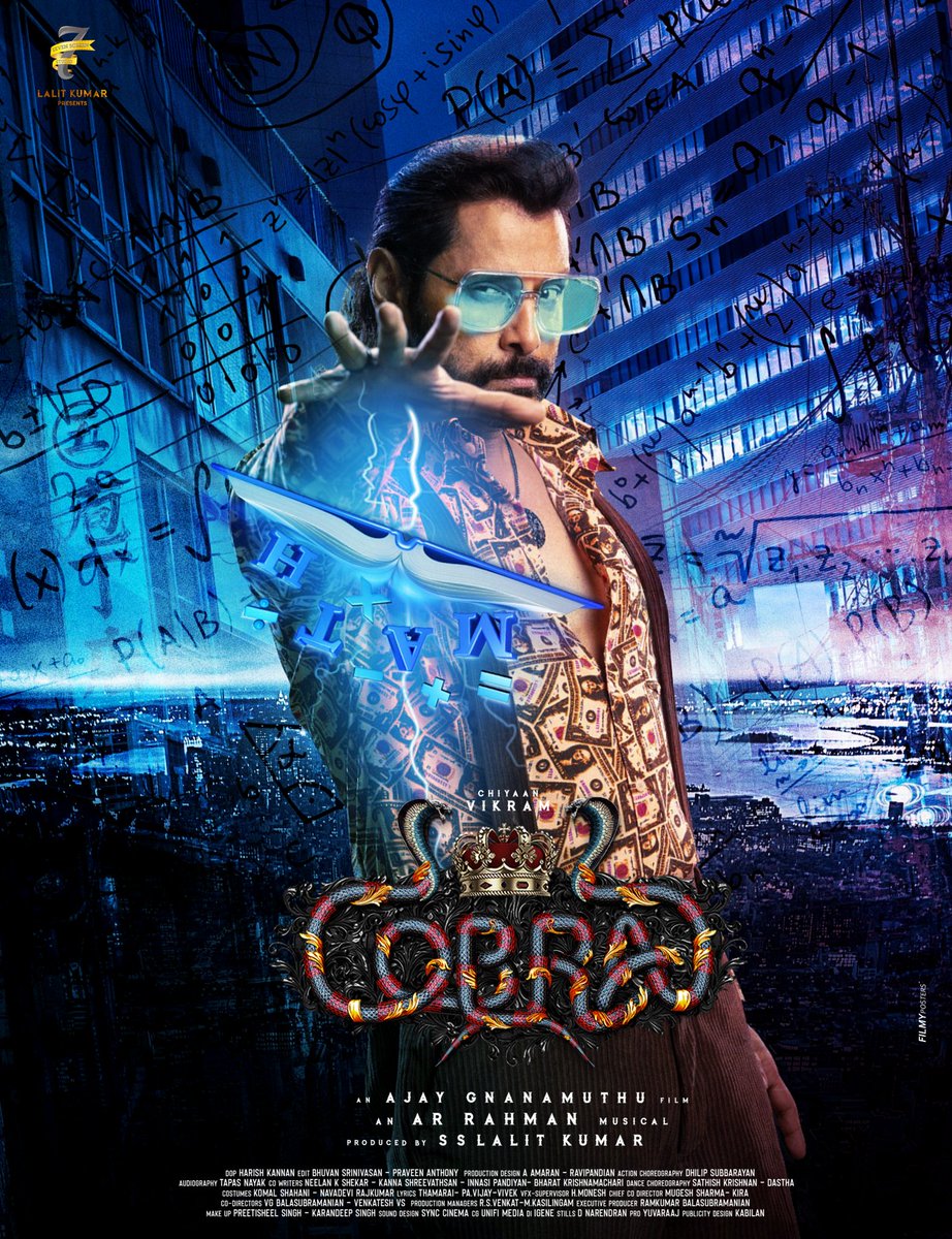 AlwaysAkhilK's tweet photo. Here's The Poster Design Of A Genius who breathes numbers for every single second of his Life #COBRA ๐โก!
Design @FilmyPosters
@chiyaan @AjayGnanamuthu @7ScreenStudio @arrahman #NVRCinema #CobraFromAugust31 #FilmyPosters #Vikram @NVR_Cinemaoffl https://t.co/iqnxch2vsk