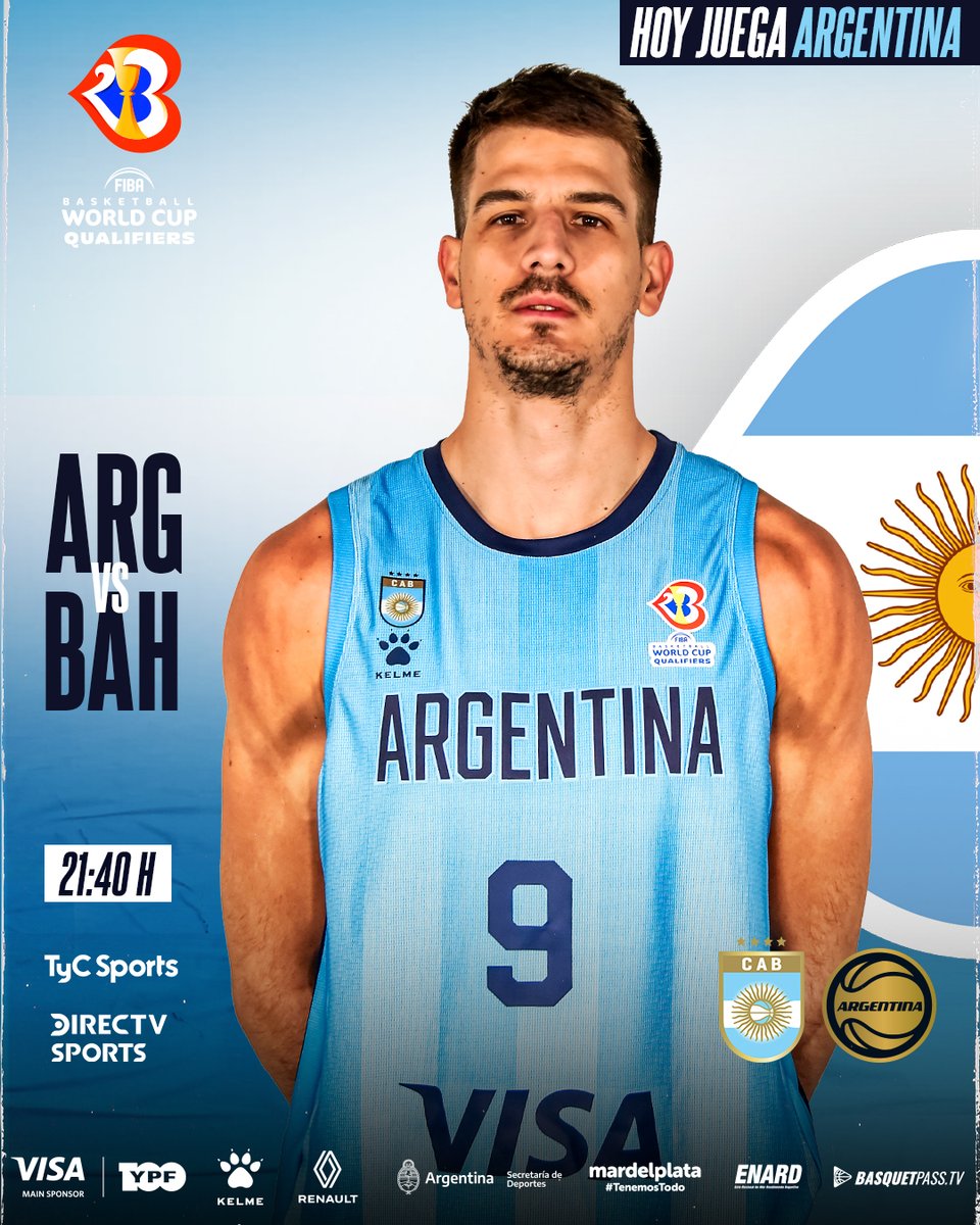 Argentina Básquet (@cabboficial) on Twitter photo 🇦🇷 ¡𝐇𝐎𝐘 𝐉𝐔𝐄𝐆𝐀 𝐀𝐑𝐆𝐄𝐍𝐓𝐈𝐍𝐀𝐀𝐀𝐀! 🇦🇷
🆚 Bahamas🇧🇸
🕥 A las 21:40
📺 TyC Sports y DirecTV Sports
🏟️ Polideportivo Islas Malvinas🇦🇷
📝 Segundo partido de la cuarta ventana clasificatoria a la <a href="/FIBAWC/">FIBA Basketball World Cup 🏆</a> 2023
🎉 ¡Te esperamos en el Poli, desde las 18, con el Fan Fest! 🇦🇷 ¡𝐇𝐎𝐘 𝐉𝐔𝐄𝐆𝐀 𝐀𝐑𝐆𝐄𝐍𝐓𝐈𝐍𝐀𝐀𝐀𝐀! 🇦🇷
🆚 Bahamas🇧🇸
🕥 A las 21:40
📺 TyC Sports y DirecTV Sports
🏟️ Polideportivo Islas Malvinas🇦🇷
📝 Segundo partido de la cuarta ventana clasificatoria a la <a href="/FIBAWC/">FIBA Basketball World Cup 🏆</a> 2023
🎉 ¡Te esperamos en el Poli, desde las 18, con el Fan Fest!