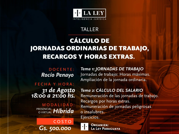 ABOGADOS AGENDAR ⚖📅🕙✍ | “Cálculo de Jornadas Ordinarias de Trabajo, Recargos y Horas Extras” <a href="/laleyparaguaya/">La Ley Paraguaya</a> 

Más detalles en 👉🤳 bit.ly/3TrfdKk 

#APrioriPY #Apriori