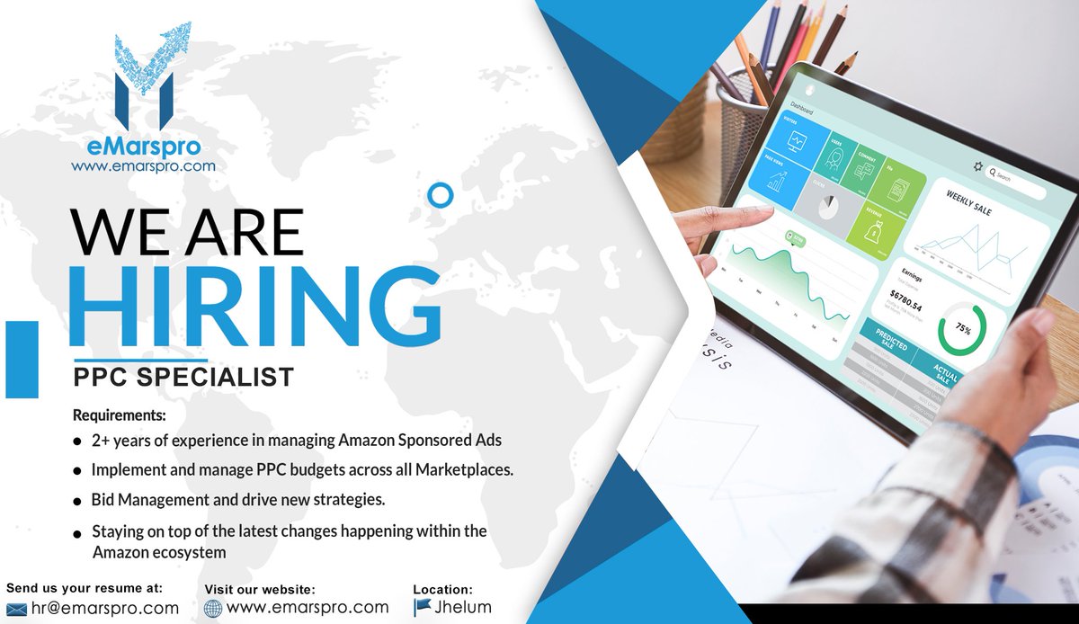 emarsproinc's tweet photo. Position: E-Commerce Consultant (PPC Specialist)
•  2+ years of experience successfully managing Amazon Sponsored Ads
•  Experience reporting on and organizing large data sets using spreadsheet tools like Excel or Google Sheets

Together We Grow!

 #PPCmanager #hiringalert https://t.co/C0e9QgNw4V