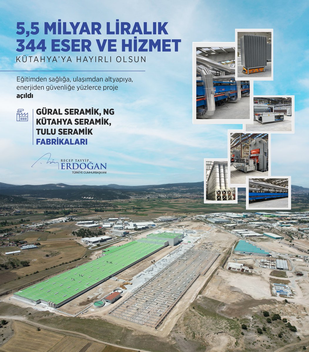 Kütahya’da yatırım tutarı 5,5 milyar lirayı bulan 344 projeyi bugün resmen hizmete aldık.

Eğitimden sağlığa, ulaşımdan altyapıya, enerjiden güvenliğe geniş bir alana yayılan tüm bu yatırımların şehrimize hayırlı olmasını diliyorum.