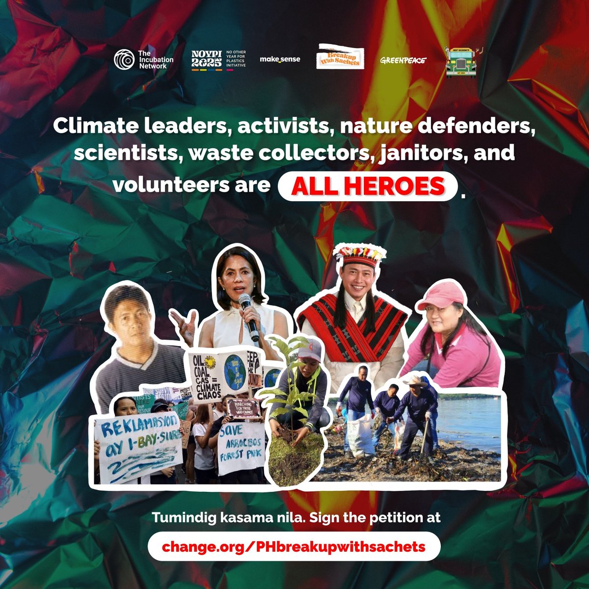 makesenseasia's tweet photo. Every Filipino who does his or her part to protect our oceans, call for climate justice, defend our protected areas, and preserve our culture among other sacrifices for the planet are ALL HEROES! 🇵🇭🌏💚
Mabuhay kayong lahat!
#NOYPI2025 #BreakupWithSachets #MakeSenseAsia https://t.co/UBcszdxlR9