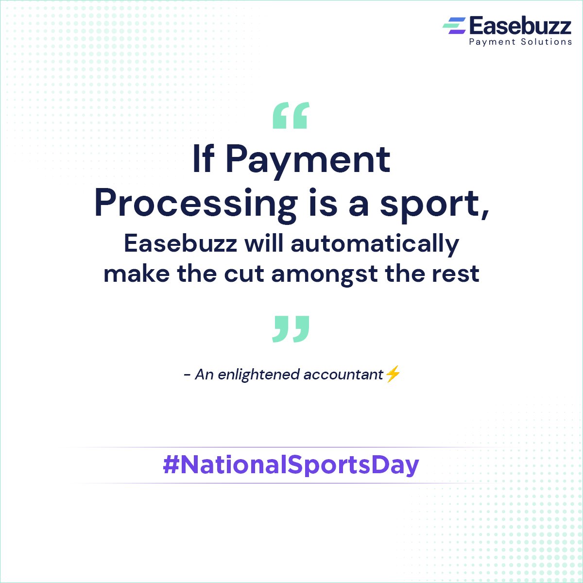 Easebuzz's tweet photo. An enlightened account today⚡
.
.
.
.
.
#NationalSportsDay #PaymentProcessingSolutions #DigitalPayment #Easebuzz https://t.co/vrCzcga8C3