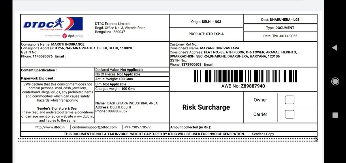 mayankshriva's tweet photo. @DTDCIndia DTDC currier is the worst courier service, Z89887940 this consignment not deliver till date but showing it is delivered please help. https://t.co/vmId10P8cH