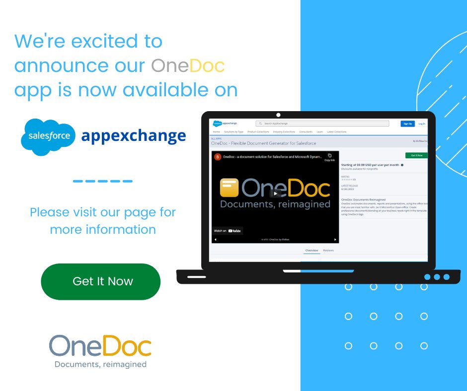 BizTBaa's tweet photo. A #solution for #Salesforce users to create professional #documents with #eSign and #digitalsignatures in a better way!

Inquire for our OneDoc Solution today on the Salesforce #appexchange - 
https://t.co/wumG45SQ82

#documentsolutions #dynamicforms #documentgeneration https://t.co/ZGmCOd10gn