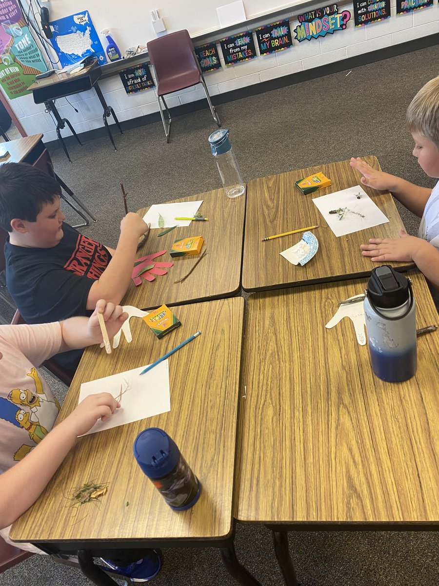 CH_Elementary's tweet photo. Let the creating begin and continue - 5th grade made images out of found items in nature. https://t.co/wip17FnouW