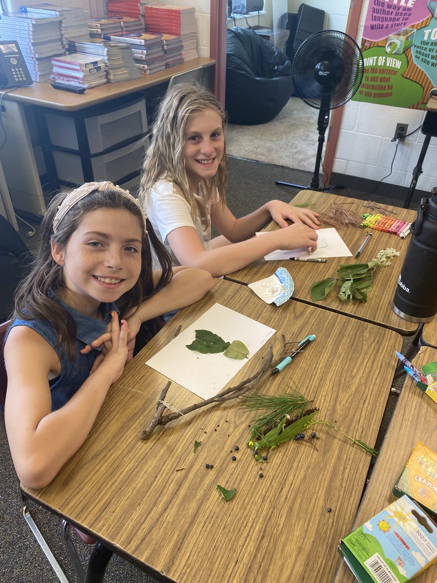 CH_Elementary's tweet photo. Let the creating begin and continue - 5th grade made images out of found items in nature. https://t.co/wip17FnouW