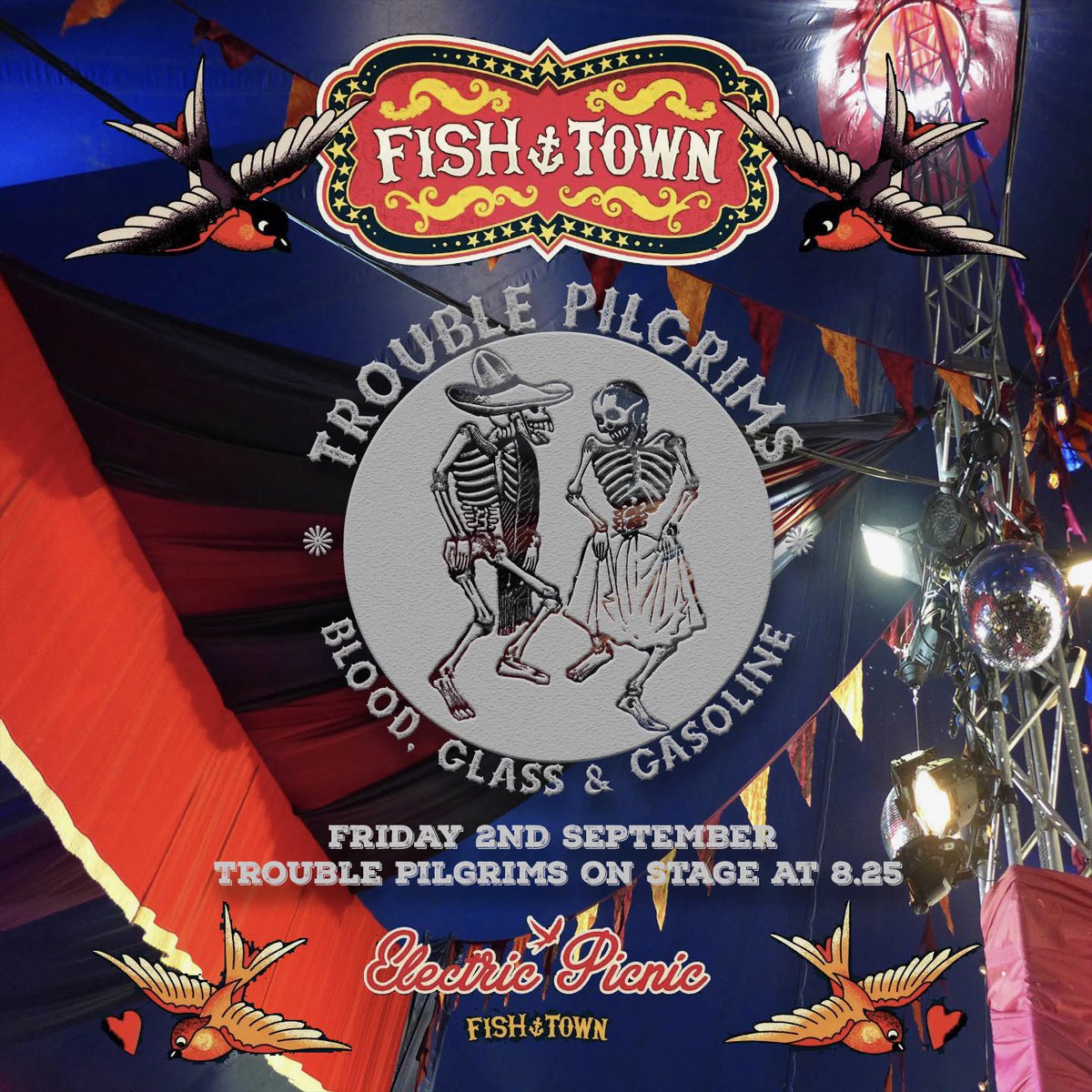 TroublePilgrims's tweet photo. ๐ช๐ก๐ช๐ ๐ช๐๐ช๐ฌ๐ช
@TroublePilgrims
FRI 2nd Sept @ 8.25 in Fishโ๏ธTown!
๐ฑGet EP stage times App
#troublepilgrims #pilgrimagetorock #bloodglassandgasoline #darkshadowsandrust
#seeyouupthefront
#electricpunknic #fishtown #jerryfishtent
#electricpicnic #electricpicnic2022 https://t.co/XPc4XzoDvP