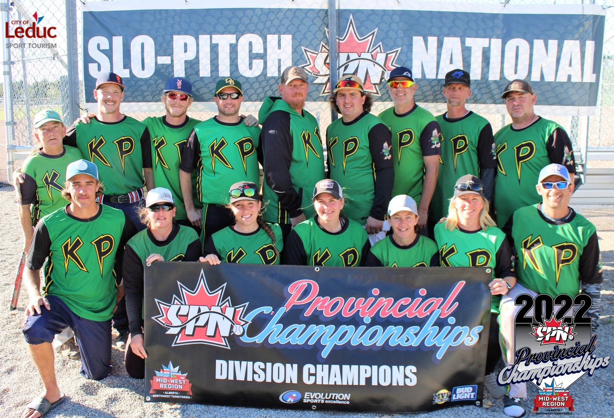 SPNAlberta's tweet photo. CONGRATS to the 2022 @SPNAlberta Co-Ed Provincial Championships Division Winners in the @CityofLeduc 
COMP 1st : Cruisin' Auto Giants
INT 1st: KP's
REC 1st: Outlaws https://t.co/08uVUXBXNF