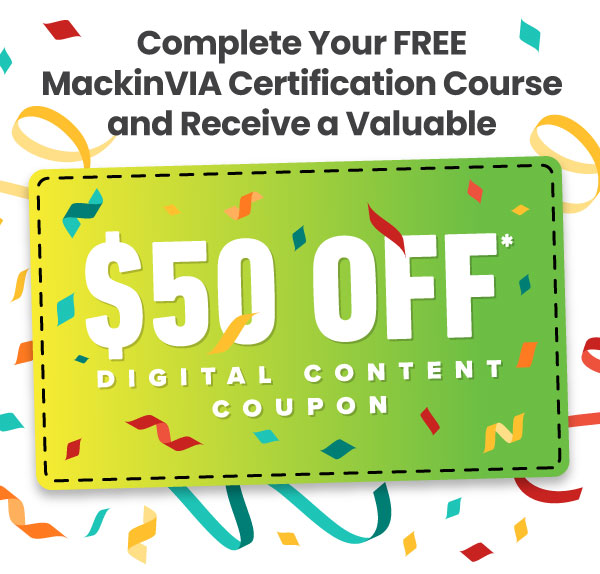 Becoming a #MackinVIA Expert Isn't Your Only Reward! Complete your FREE MackinVIA certification course and receive a valuable $50 OFF digital content coupon! Learn more: buff.ly/3pucS37 

#edtech #edtechchat #distancelearning #teachertwitter