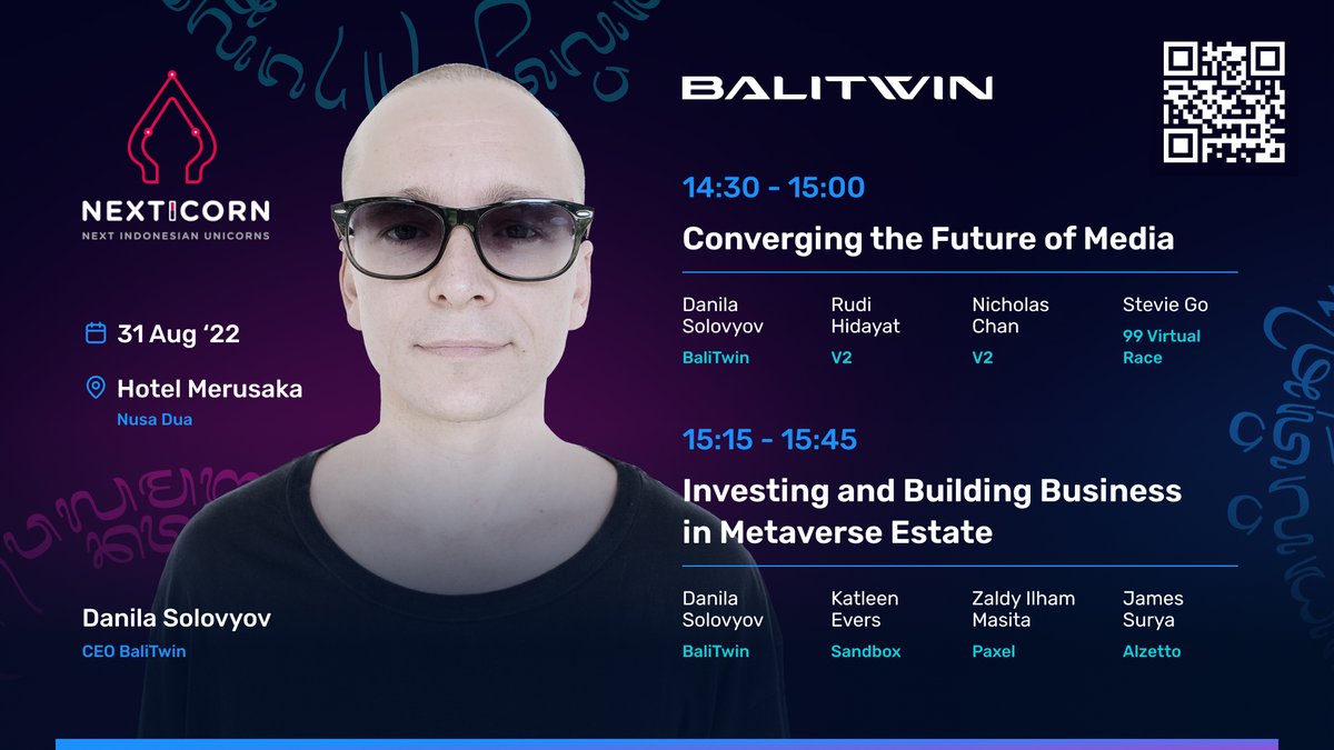 BaliTwin visits NXC International summit! 🤝

The founder of BaliTwin, Danila Solovyev was invited there as a speaker on the 31st of August!  We're honored to share our vision on the same stage as big players with outstanding reputations! 🔥

#NFT #Crypto #Bali