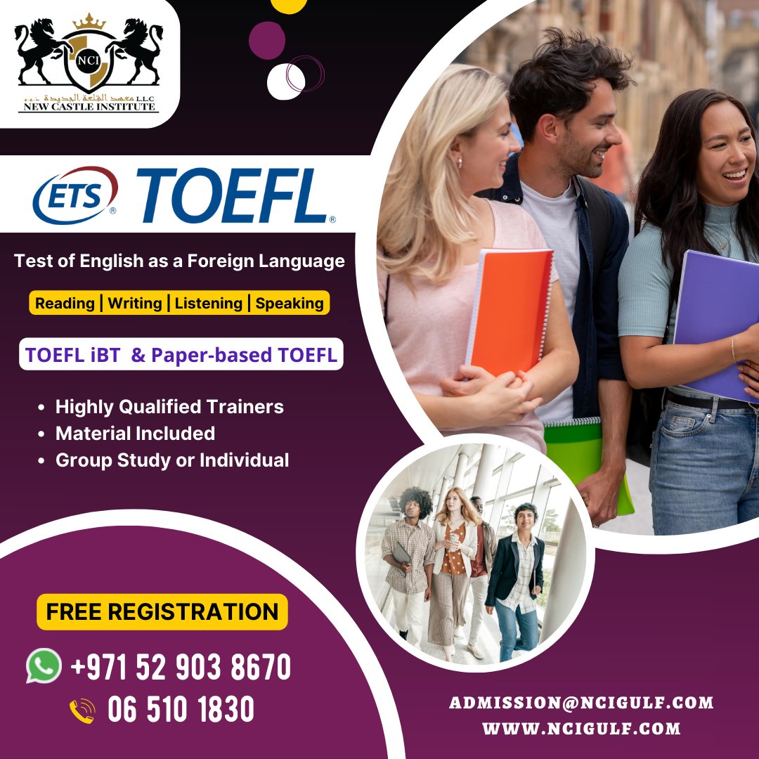 ncigulf's tweet photo. Best TOEFL preparation course in Sharjah to achieve the desired TOEFL score for a successful career.
✅ For Call / Whatsapp : +971 6 5101830 | +971 52 903 8670
#Ncigulfuae #Toeflinstitute #Sharjah #Toeflclass #Ajman #Toeflajman #Toefltips #Freestudyingermany #Toeflrak #Toeflexam https://t.co/J7JeGhGFJl