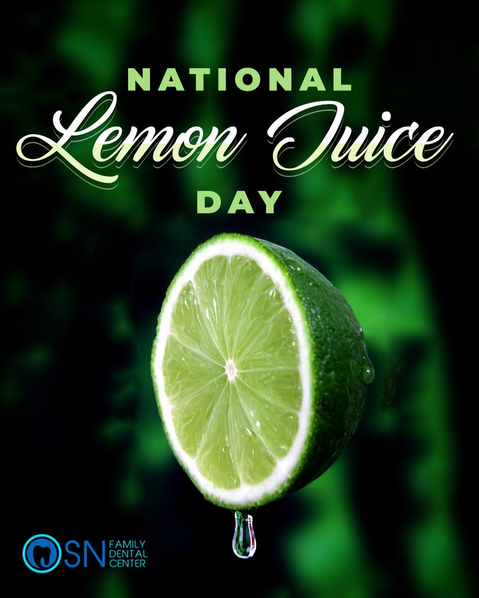 It's #NationalLemonJuiceDay! 🍋🍸

Intense and zesty on its own, #lemonjuice is versatile as an ingredient in countless #dishes and #drinks. 🍱🍹

Acidic foods and drinks like lemon juice 🍸 can also cause enamel erosion and #toothsensitivity. 🦷

#enamelerosion #dentis