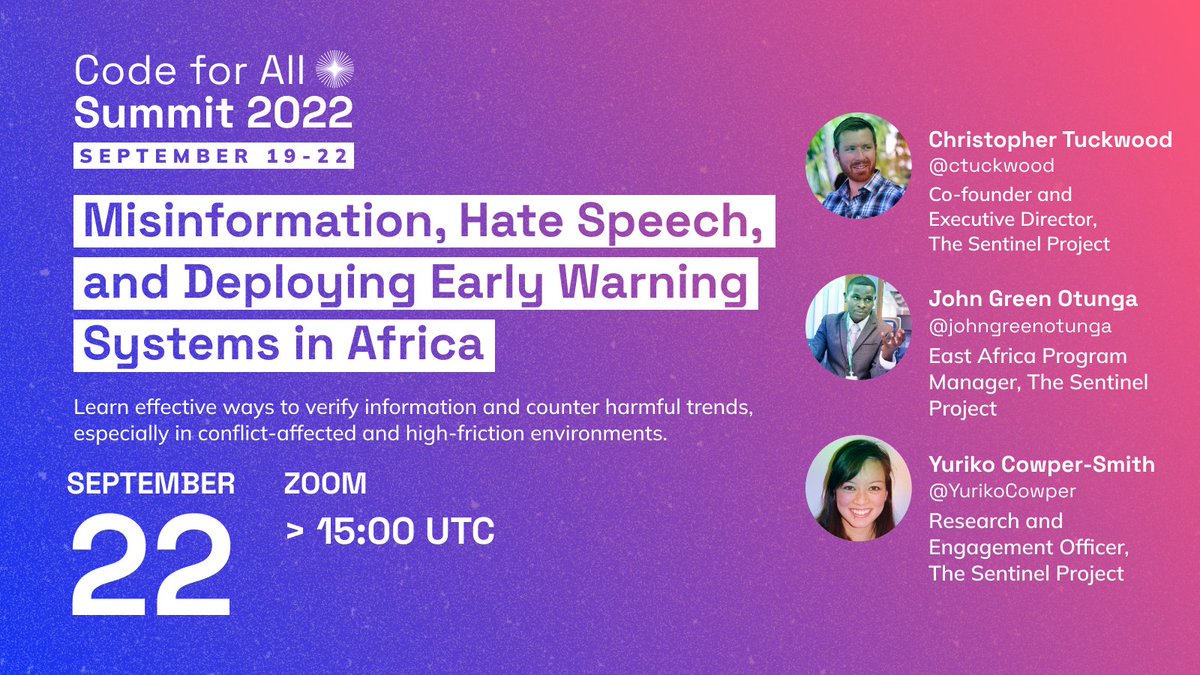 The Sentinel Project on Twitter "Join us on September 22 at 1100 AM