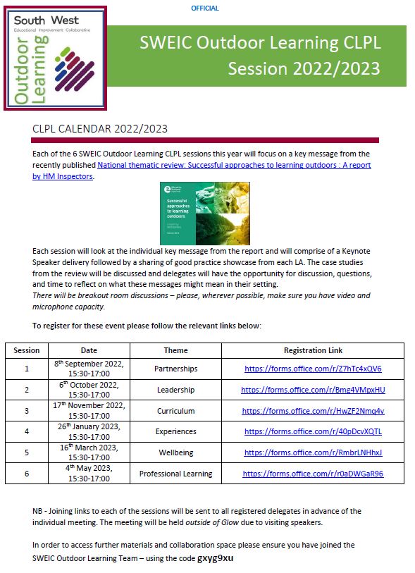 NAC_STEM (@nac_stem) on Twitter photo This session the @sweic2019 Outdoor Learning group will host 6 CLPL sessions focussed on each component of successful approaches to Outdoor Learning identified in the HMIE thematic inspection report (Feb22).
Register here for each session: drive.google.com/file/d/1BtXnCq…
<a href="/NAC_Education/">North Ayrshire Education</a> This session the @sweic2019 Outdoor Learning group will host 6 CLPL sessions focussed on each component of successful approaches to Outdoor Learning identified in the HMIE thematic inspection report (Feb22).
Register here for each session: drive.google.com/file/d/1BtXnCq…
<a href="/NAC_Education/">North Ayrshire Education</a>