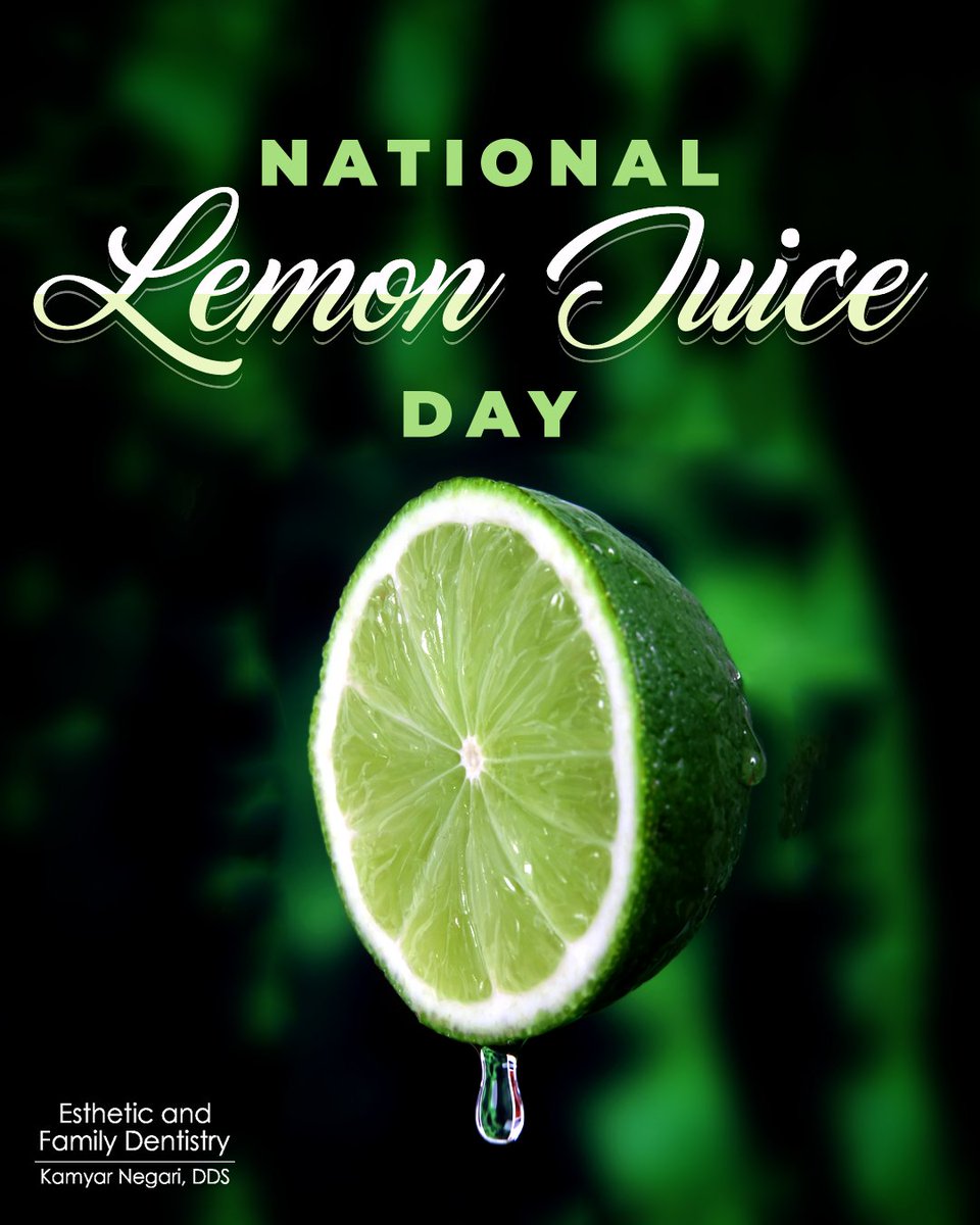 It's #NationalLemonJuiceDay! 🍋🍸

Intense and zesty on its own, #lemonjuice is versatile as an ingredient in countless #dishes and #drinks. 🍱🍹

Acidic foods and drinks like lemon juice 🍸 can also cause enamel erosion and #toothsensitivity. 🦷

#enamelerosion #dentis