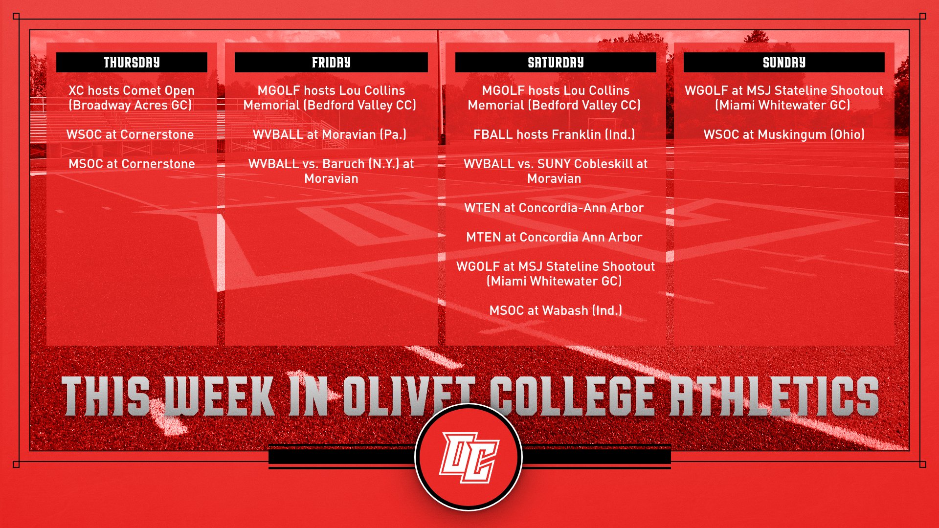Olivet College Athletics on Twitter "Check out this week's athletics