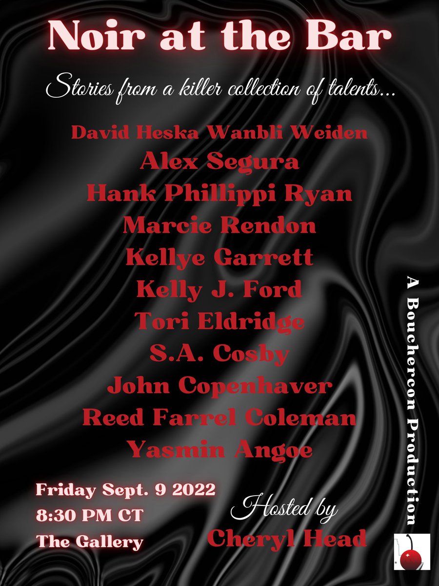 cheaddc's tweet photo. Heading to Bouchercon next week? Here's the awesome Noir at the Bar lineup for Friday night. Mark your calendars. https://t.co/9j346XwZV5