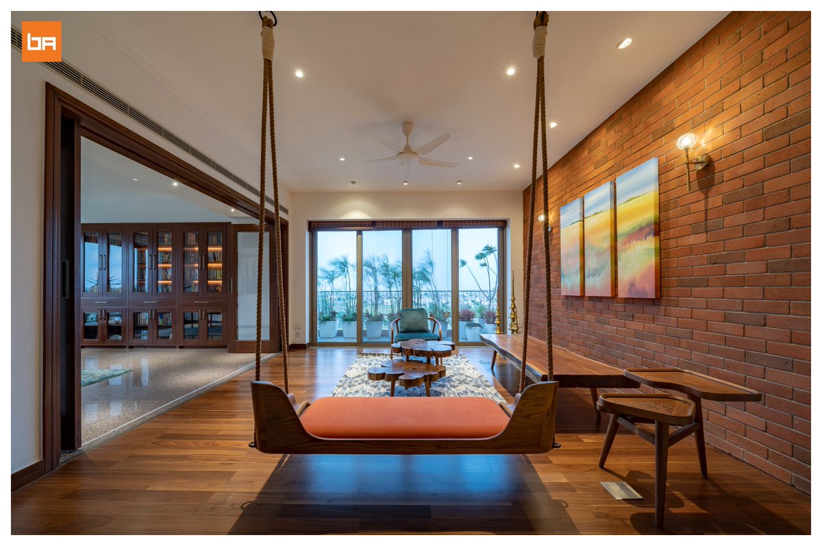 basics_arch's tweet photo. Natural wood and exposed brick add warmth to the #interior shell, creating warm nooks and understated backdrops for curated accents and #decor pieces in brass and steel.

#HomeDesign #DesignInspiration #IndianArchitects https://t.co/dDHJpGxBpq