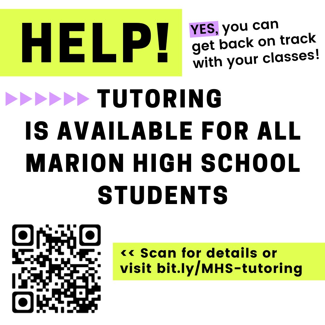 GiantsGuide's tweet image. MHS students, if you are crying "HELP!", please know that YES, you can get back on track with your classes! Tutoring is available for all MHS students at study tables every weekday, morning and afternoon. 
Scan the QR code or visit bit.ly/MHS-tutoring for more details.