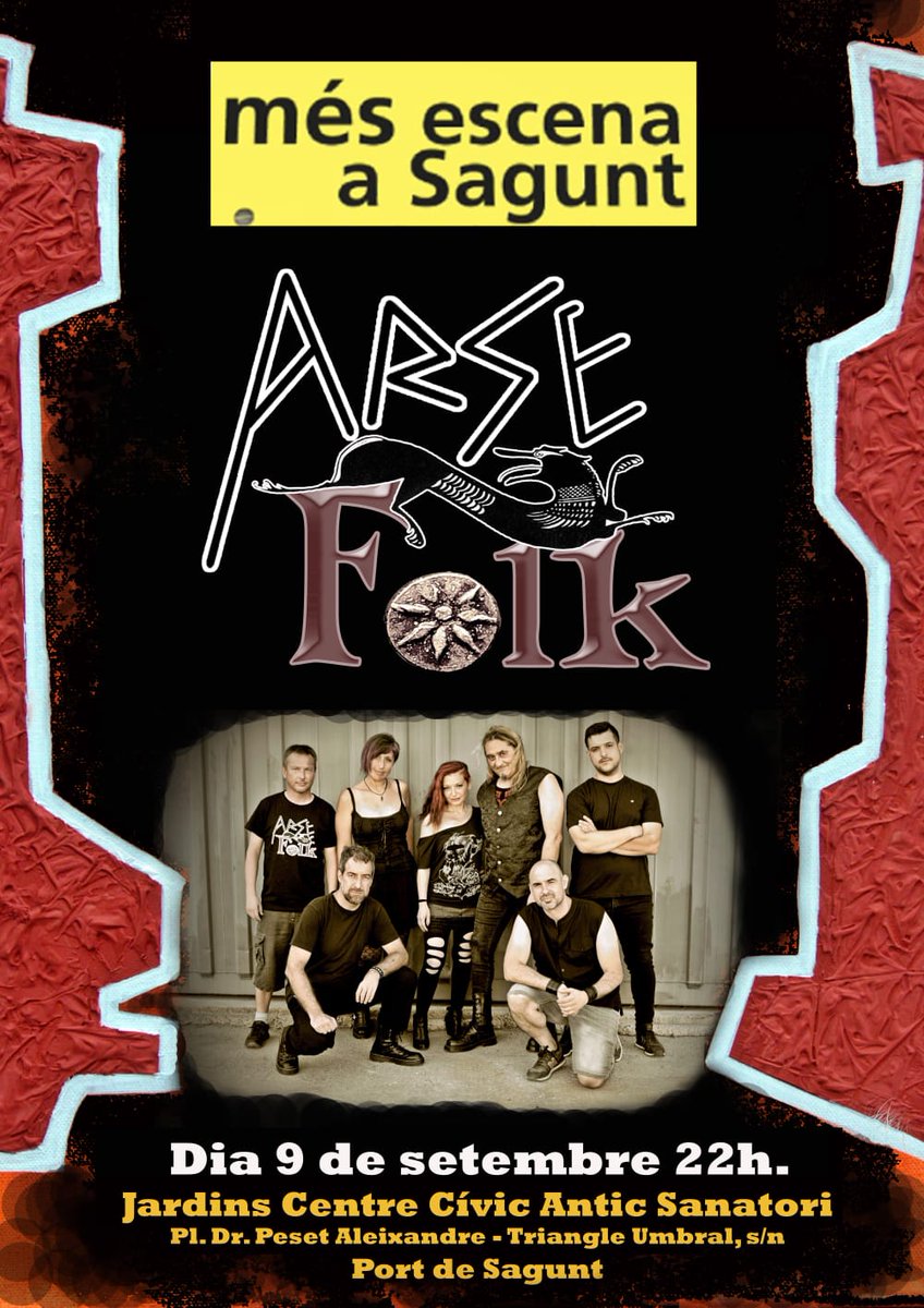 ArseFolk's tweet photo. APUNTEU DATA !!!!! 
9 de setembre al Port de Sagunt  !!!!
No podeu faltar!! Ho passarem genial 😉😋 https://t.co/h5eJoLLmyQ