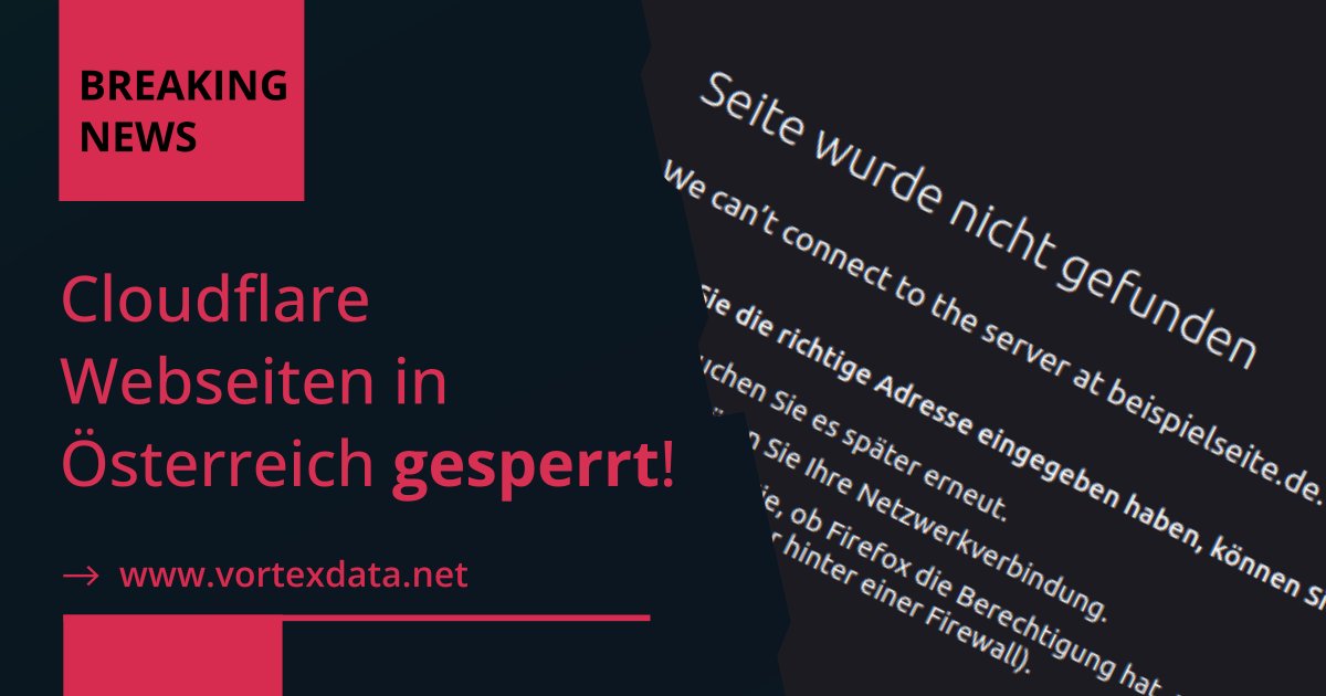 VortexdataDACH's tweet photo. ⚠️ Große Störung: Viele Websites sind offline, da Teile von #Cloudflare in Österreich und durch einen Gerichtsbeschluss gesperrt wurden. 

👉 Wenn Sie betroffen sind, deaktivieren Sie vorübergehend Cloudflares Proxy-Dienst!

🔧 Weitere technische Hilfe: https://t.co/MF3HrxSnxE https://t.co/KYOTkgqnJH